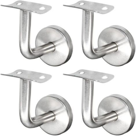 Support de rampe d'escalier en acier inoxydable 304, fixation murale, garde-corps en bois, argent (4 pièces)