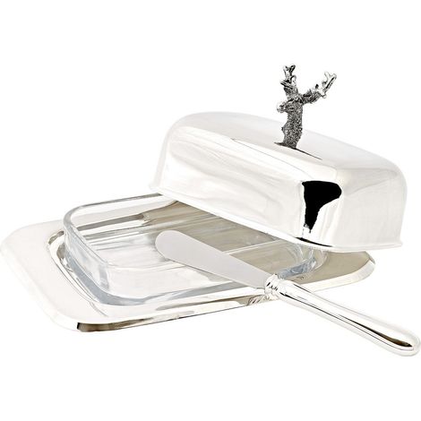 Beurrier avec Couteau de 18 cm et Motif Cerf Boîte à Beurre pour Petit-Déjeuner - PANGIVO