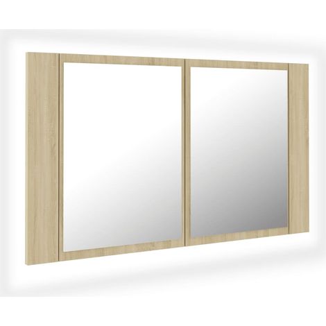 Armoire à miroir à LED de bain Chêne sonoma 80x12x45 Acrylique (1/5)