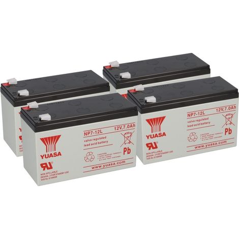 4x Yuasa Blei-Akku NP7-12L Pb 12V 7Ah VdS, Faston 6,3 USV (1/5)