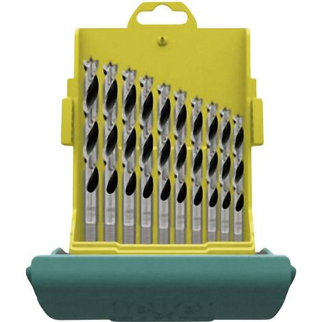 Set di punte a spirale Heller per legno 10 pezzi in acciaio HSS argento