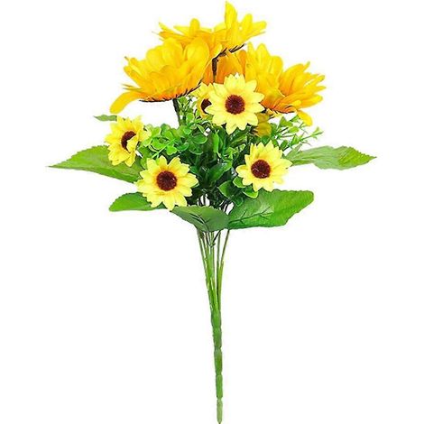 Bouquet de tournesols réalistes en soie artificielle, à longues tiges, pour la maison ou un mariage.