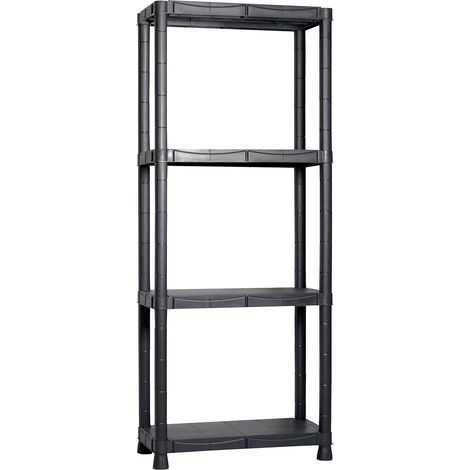 Scaffale in Resina Fisso 4 Ripiani cm 30x60x143 h Portata Totale 100 kg Montaggio Senza Viti