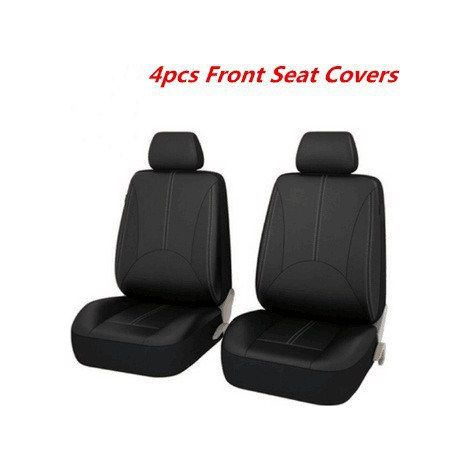 PU cuir commerce extérieur housse de siège de voiture cuir artificiel quatre saisons coussin universel 5 siège voiture universel, ensemble de 4 pieces noir (1/2)