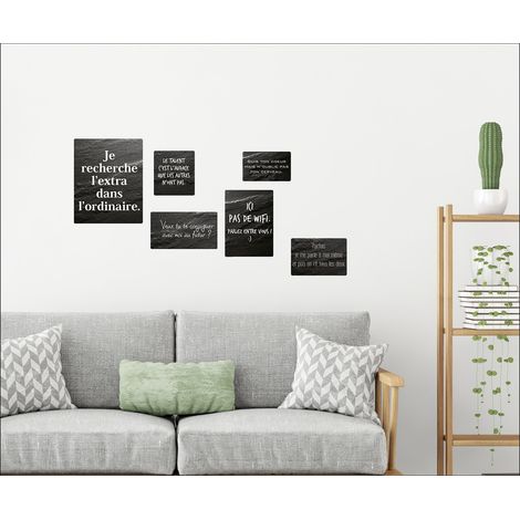 Sticker Autocollant Décoratif 6 Cadres Ardoises - Citations Inspirantes - 68cm x 24cm - Je Cherche l'Extraordinaire dans l'Ordinaire (1/2)