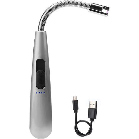 Allume-gaz électrique rotatif 360° sans flamme USB étanche pour barbecue (Argent) (1/5)