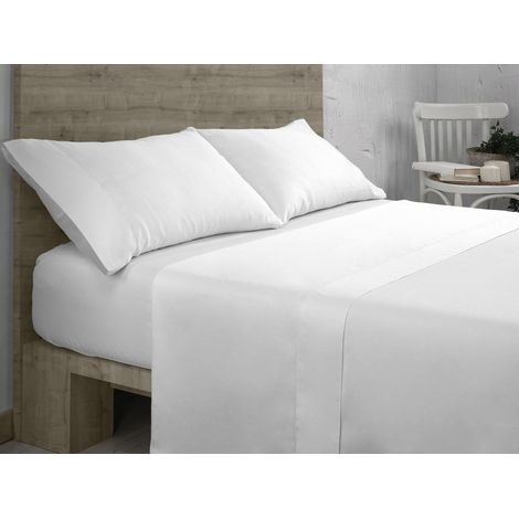Juego de sábanas de algodón orgánico color blanco. Acabado en vainica. Cama de 90 cm. 3 piezas (1/5)