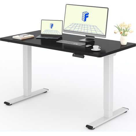 FlexiSpot Bureau Assis Debout Une Pièce 2 Mot 120×80. Blanc+Noir