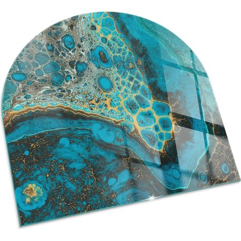 Funkenschutzplatte für Kamin Dekorative Glas Glasbodenplatte Glasboden Hartglas Abstraktes organisches Muster 100x100 cm (1/5)