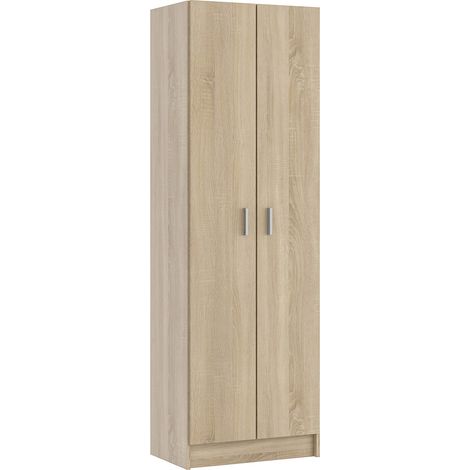 Pegane – Armoire à chaussures en mélamine chêne canadian – Dimensions 59x180x37 cm – Fabrication espagnole certifiée PEFC – Rangement optimal
