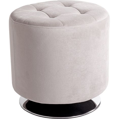 Pouf Capitonné Rond "Beto" 44cm Gris (1/4)