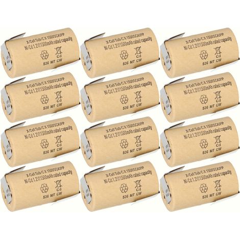 12x XCell Sub-C Hochleistungsakku mit Z- Lötfahne - 1,2V 1500 mAh Ni-CD (1/5)
