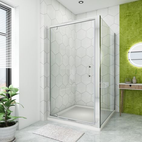 ELEGANT 1000 x 800 mm Pivot Shower Enclosure Glass Screen Door Cubicle Panel 1000x800mm tray