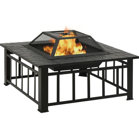 Maison Exclusive - Braciere da Giardino con Attizzatoio 81x81x47 cm XXL in Acciaio