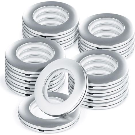Lot de 16 œillets rigides en plastique, diamètre intérieur 40 mm, avec clips intégrés pour rideaux de douche/fenêtre/salle de bain, fixation - Crezuo (1/4)