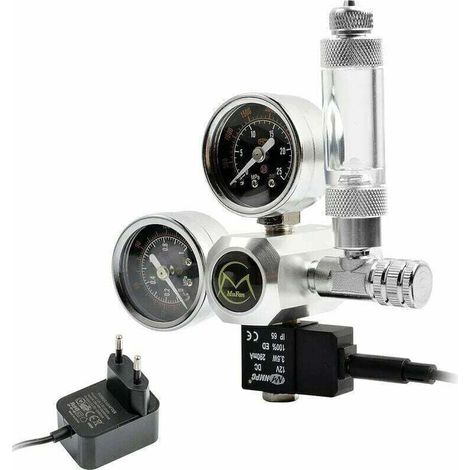 Régulateur de CO2 d'Aquarium avec Adaptateur 12V, Réducteur de Pression pour Aquarium, Manomètre -DOUble inclut Compteur De Bulles et Clapet Anti-Retour, Interface W21,8-DOU