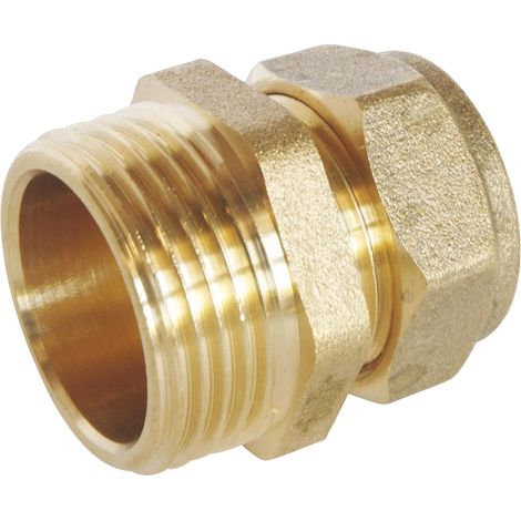 Raccord à compression laiton TC 16 - Mâle 15/21 pour tube cuivre Ø16, idéal pour plomberie, réseaux d'eau sanitaire et chauffage, étanchéité filet ou joint (1/5)