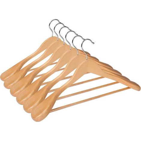 Ecleanfy - Lot de 6 cintres bois haute capacité. Design ergonomique pour costumes et habits délicats, rotation fluide. (1/4)