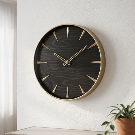 Timeless Black Gold Modern Wall Clock (1/2)