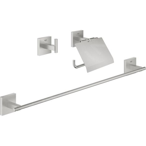 Grohe QuickFix Start Cube - Set d'accessoires de salle de bain 3 en 1, supersteel 41124DC0 (1/5)
