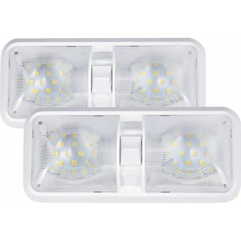 12V LED Interior Lights Camper Van Ceiling Light 12V 3.5W LED Natural White Light Dual Lights with Switch for Motorhome Caravan Boat 2 Pack (1/5)