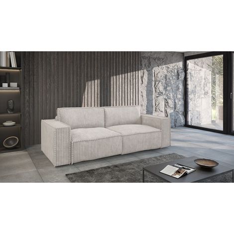 Sofa 3-Sitzer mit Schlaffunktion VAJANA Stoff Tilia Creme (1/5)