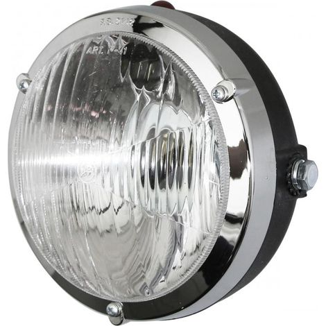 Optique phare avant rond 125mm noir et chromé pour mobylette (1/5)