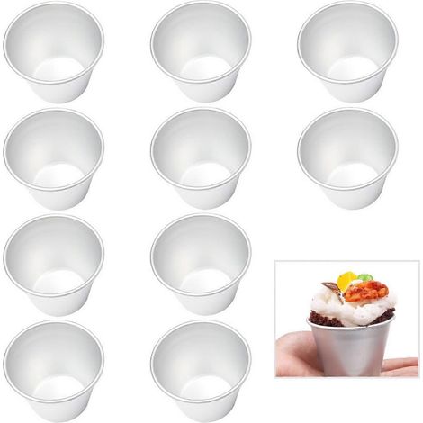 Moules à pudding, mini-moules à pudding, caissettes de cuisson en aluminium, moules à muffins antiadhésifs, moules à œufs, lot de 10 (1/5)