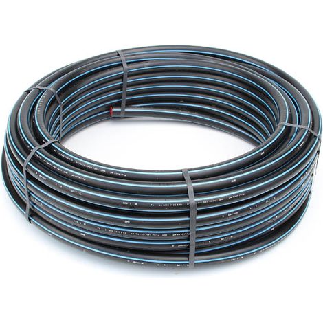 Tuyau PE 100 N-F bande bleue 16 bars – Ø32mm – Longueur 50m – Adduction eau potable – Compatible raccords laiton et polypropylène – Elydan