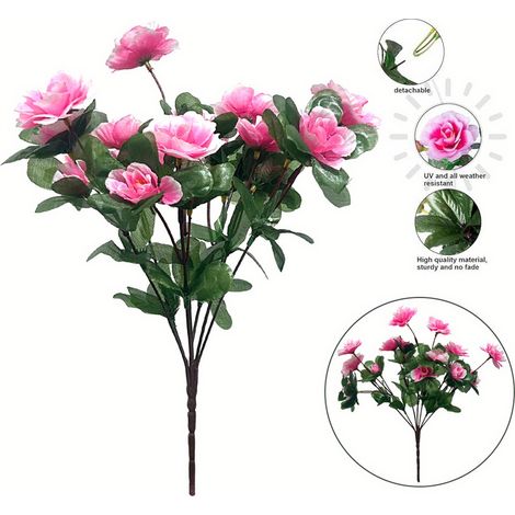 5 azalées artificielles, pour la décoration intérieure, la décoration de jardin et comme fleurs artificielles. (1/5)