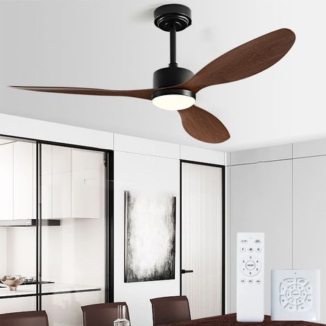 Ventilateur de plafond 106 cm avec lumière, télécommande et contrôleur mural, moteur CC silencieux, 6 vitesses, 3 températures de couleur, minuterie (1/5)