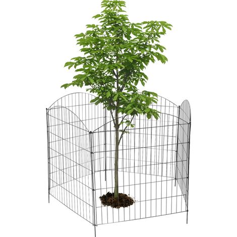 Lot de 5 clôtures de jardin métallique décorative, barrière de bordure, clôture anti‑petits animaux pour jardin, parterre de fleurs et potager, Noir, 71 cm (L) x 100 cm (H) (1/5)