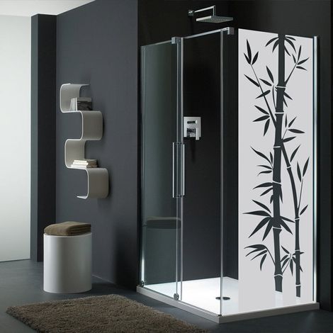 Film occultant pour vitre et porte de douche – motif bambou exotique, autocollant brise-vue 125 x 35 cm, effet privé immédiat (1/4)