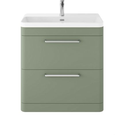 Balterley Croxden 800mm Floor Standing 2 Drawer Vanity Unit with Ceramic Basin - Fern Green (1/5)