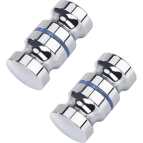 Lot de 2 poignées de porte de douche, poignées de porte de douche chromées, poignées avec vis, finition brillante, compatibles avec les portes de douche en verre (argent). (1/5)