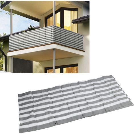 Brise-vue pour balcon en PEHD avec protection UV pour terrasse patio arrière-cour piscine extérieure Blanc Gris (1/5)