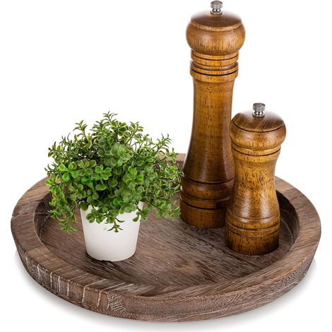 Decorative Round Wooden Candle Trays Kitchen Table (1/5)
