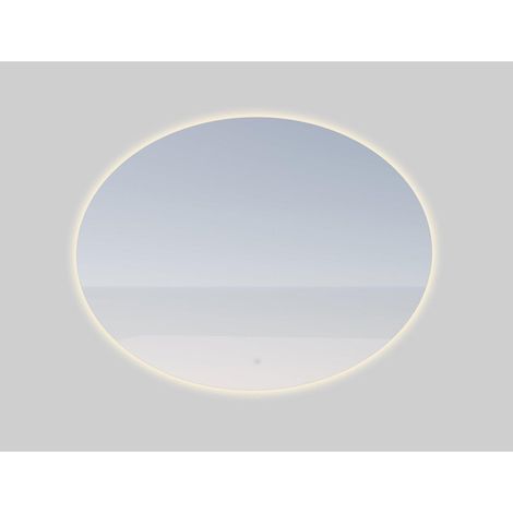 FugaFlow Eccelente Arredo miroir de salle de bain ovale 80x60cm avec éclairage indirect à led avec chauffage du miroir et interrupteur tactile