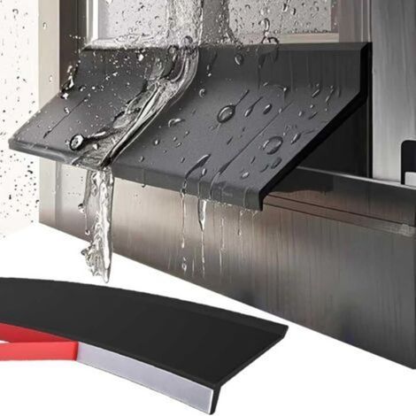 Noir,Coupe pluie extérieur en caoutchouc pour porte Déflecteur de pluie autocollant Résistant aux intempéries Pour rebord de fenêtre coulissante et seuil (1/5)