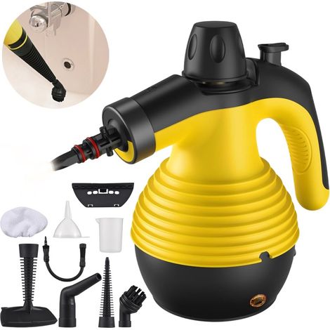 Nettoyeur Vapeur à Main, Nettoyeur à Vapeur Portable avec 9 Accessoires pour Enlever des Taches, Tapis, Rideaux, 3 Bar Haute Pression pour Cuisine et Salle de Bain, 350ML, Jaune