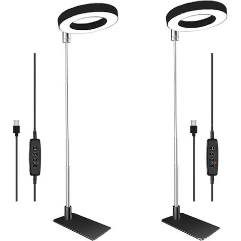 Lot de 2 lampes de croissance pour plantes d'intérieur, 48 LED, spectre complet, hauteur réglable avec base, 3 spectres lumineux au choix, minuterie automatique 3/9/12 heures, 10 (1/5)