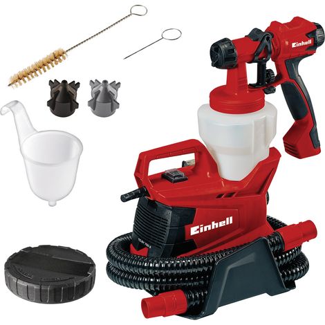 Einhell Pistolet à peinture électrique TC-SY 700 S (700 W, Pulvérisation de laques et de lasures, Tuyau d'air anti-torsion) Livré avec accessoires