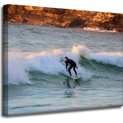 Stampa su tela "Persone, surfisti su un'onda" 50x40 cm