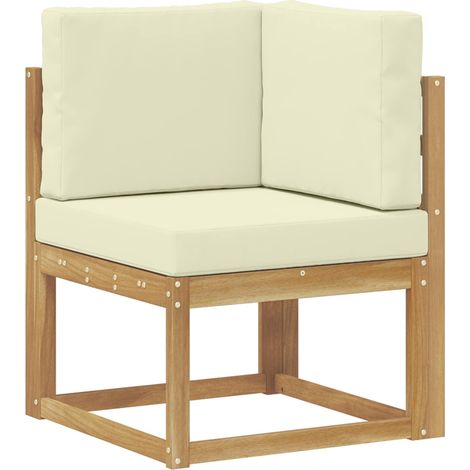 Outdoor Ecksofa Massivholz Akazie Weiß vidaXL