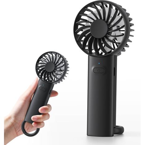 Portable Handheld Fan, USB Rechargeable Mini Fan, 3-Speed Battery Operated Desk Fan, Quiet Electric Fan for Office & Outdoor Use,Dark grey (1/5)