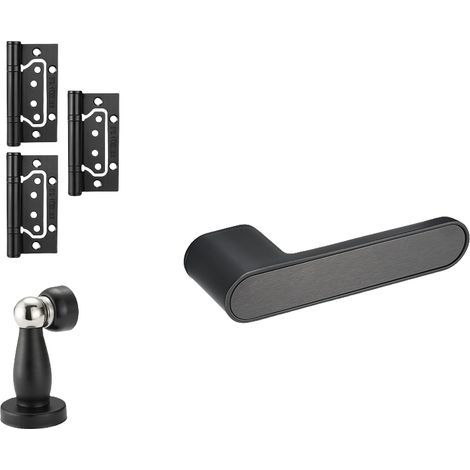 Poignée de porte intérieur, ensemble de poignées de porte D.50 mm, Aluminium, noir. (1/4)