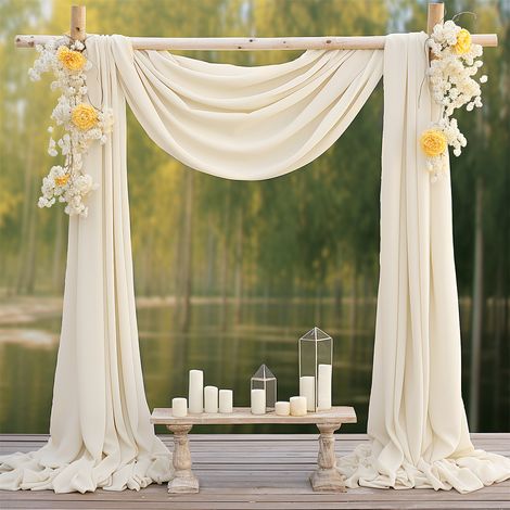 Rideau de Tulle Extérieur Arche de Mariage Drapé Suspendu Rideau De Gaze En Tissu Photographie Photo Pour Décoration de Mariage (70x550cm) (1/5)