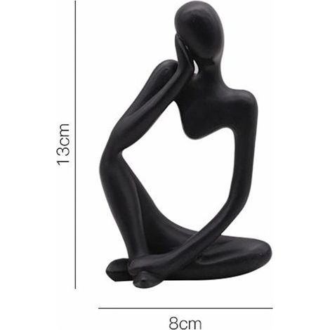 La Statue du penseur, Résine Penseur Sculpture Abstraite Statue Caractère Moderne Figurines Accueil Décor Bureau de Bureau Ornement d\'anniversaire Cadeaux Noir Gauche (1/4)