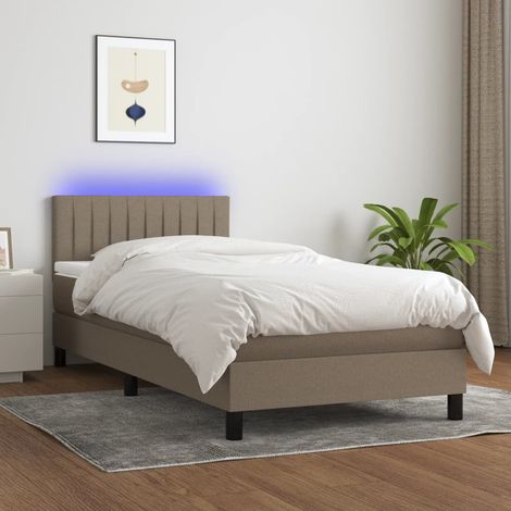 Lattenrost mit Matratze und LED Taupe 90x190 cm Stoff (1/5)