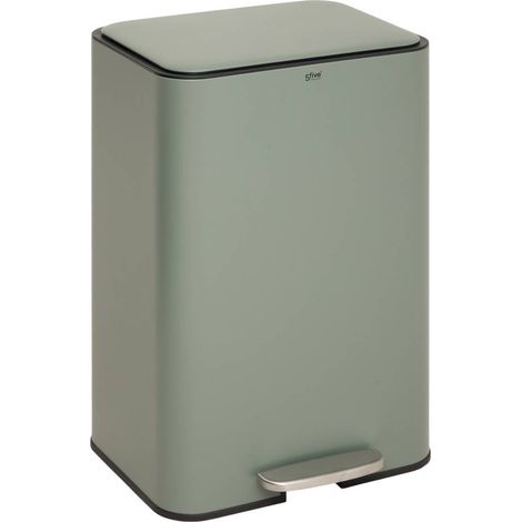 Cubo de basura rectangular con pedal delta, 50 litros, verde - 5five (1/5)